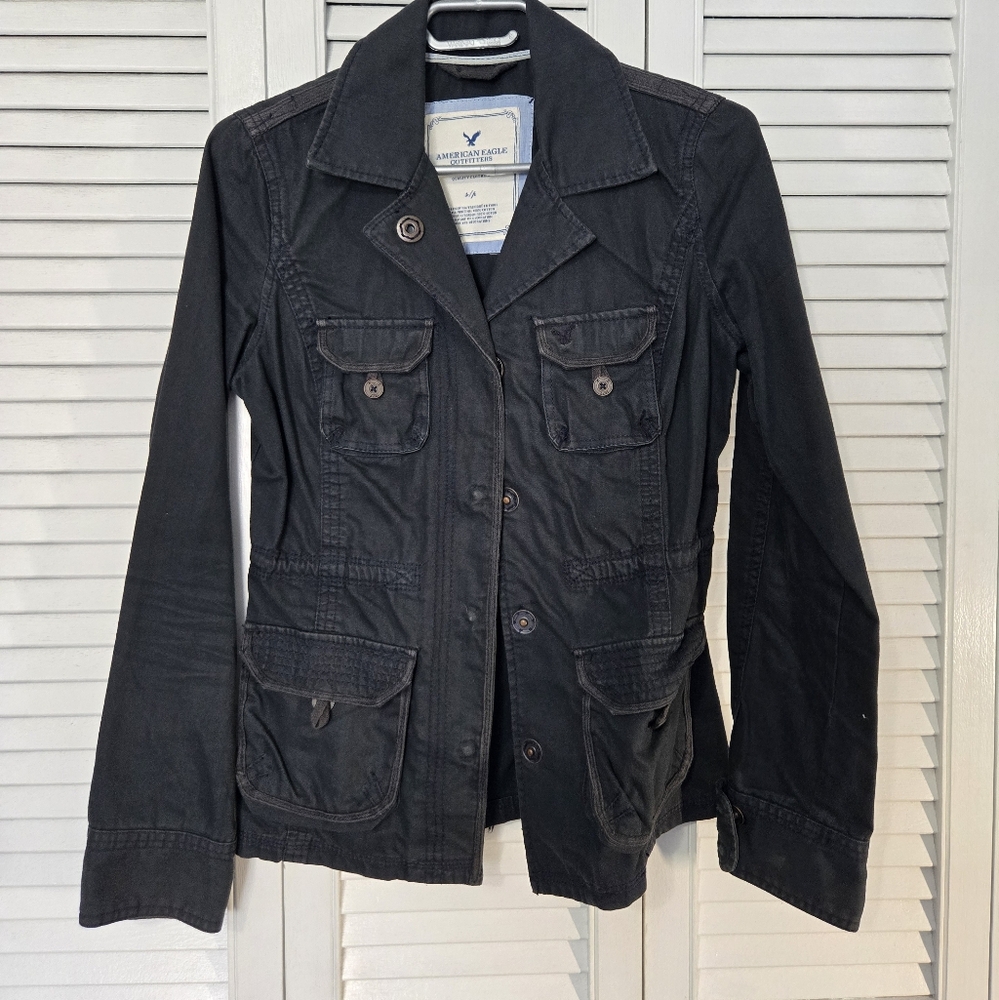 American Eagle Outfitters Utility Jacket Navy Blue